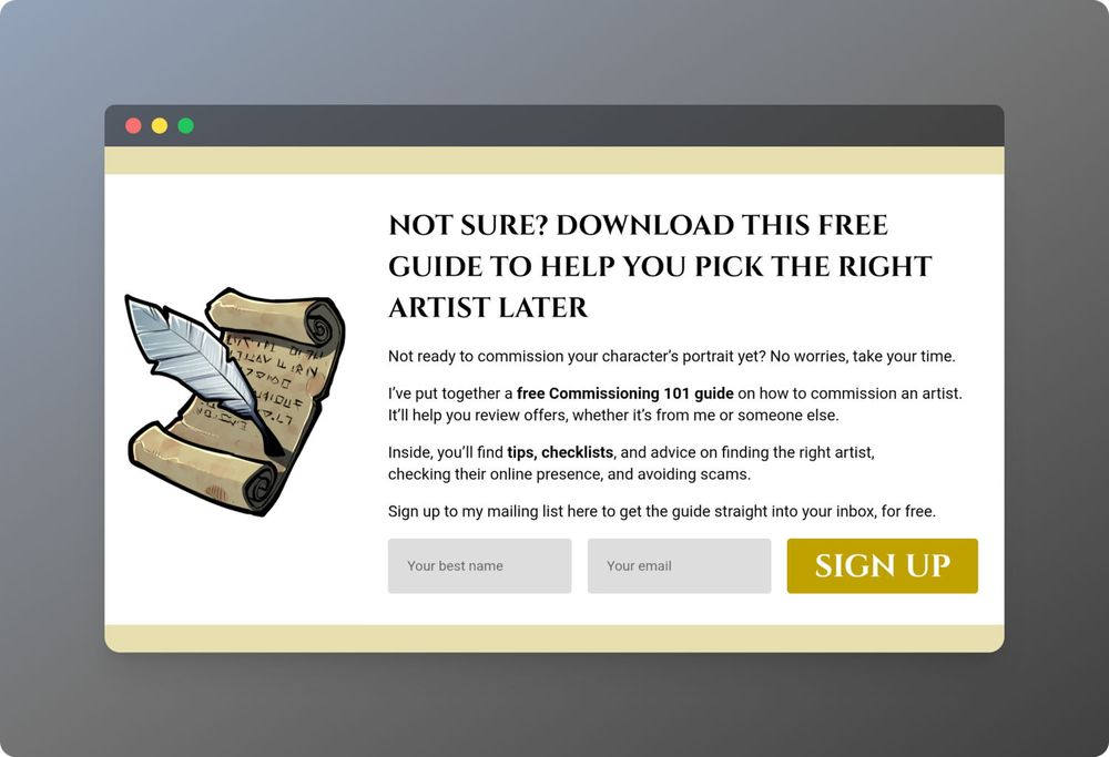 A promotional screenshot of my sing-up page