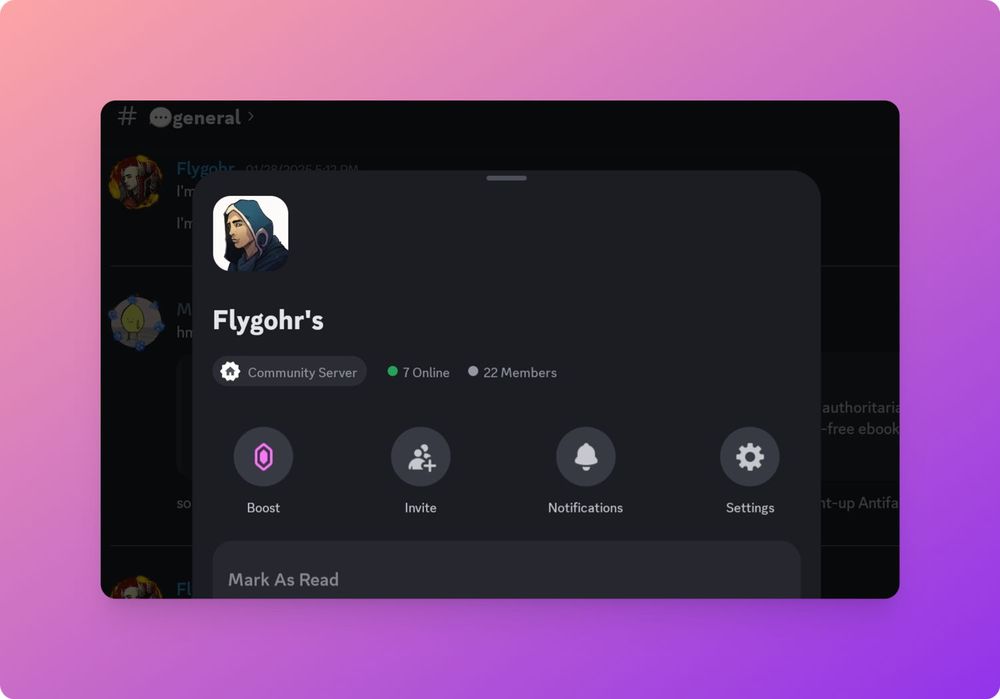 A promotional screenshot of my Discord server invite page