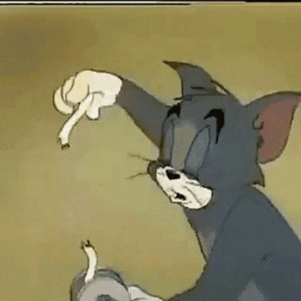 a cartoon of tom and jerry giving a thumbs down sign