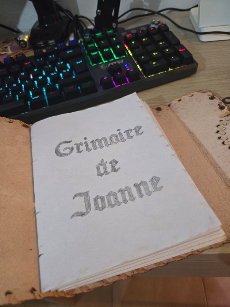 Page de garde de mon nouveau journal intime intitulé Grimoire de Joanne. Non, vous ne connaîtrez jamais son contenu ! 😉