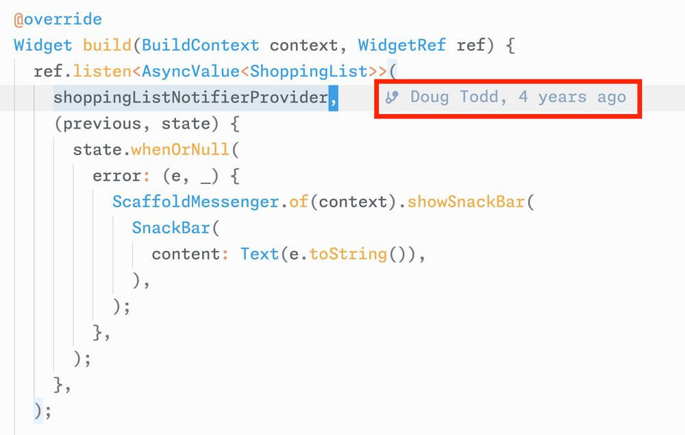 Screenshot of IDE with a commit from 4 years ago.