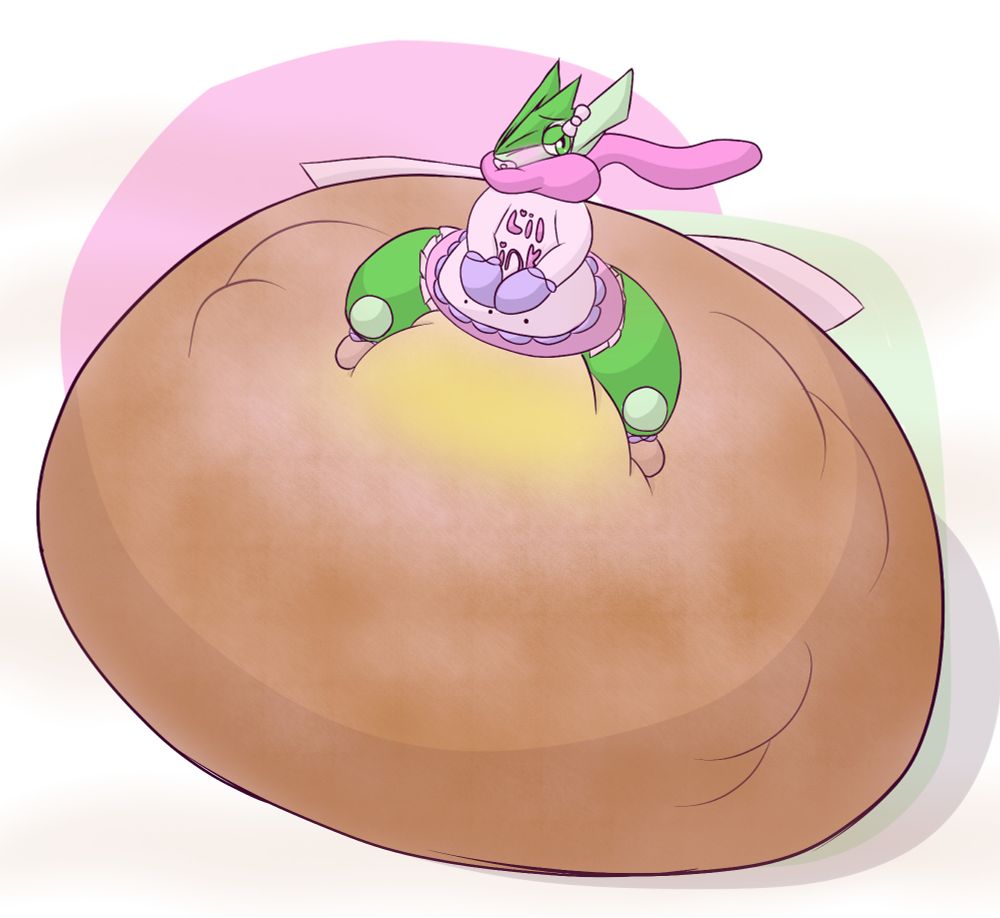 Greninja in a sissy outfit and huge messy diaper.