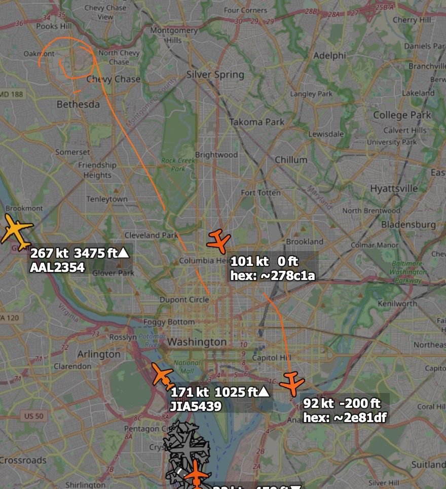 Map of helicopter activity
