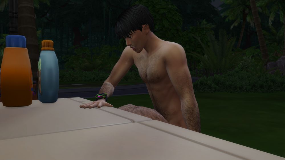The Sims 4 screenshot.

Two sims are naked, another was inside a washer as his butt is out while the other was behind him, thrusting himself into the other's butt. The other has a hand holding the edge of the washer. On top of the washer are two detergent bottles of different colours.