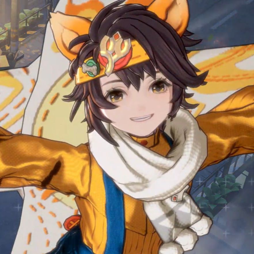 Felicio from Ash Echoes gliding through the air with his kite.