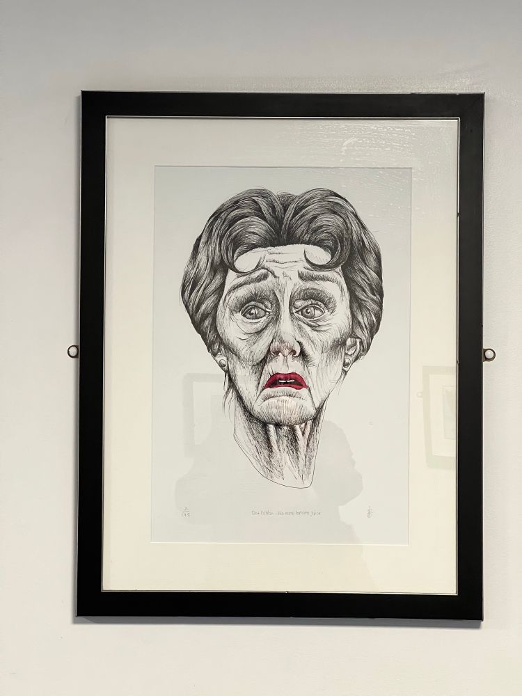 A drawing of Dot Cotton by Egon Schiele on the wall of Croydon University Hospital 