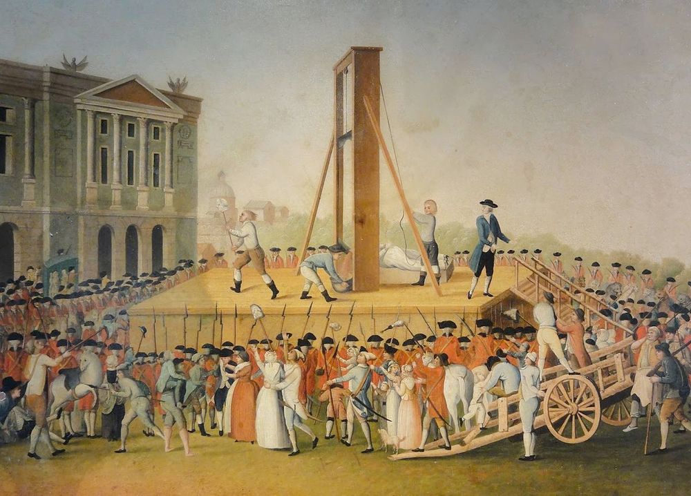 A contemporary print showing Marie Antionette's execution on 16 October 1793.