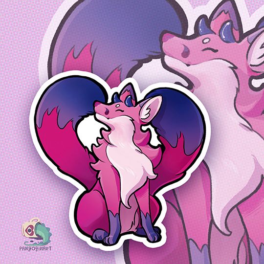 two-tail kitsune inspired by the colors of the bi pride.