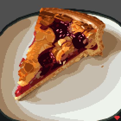 Realistic pixelart of a berry tart on a plate