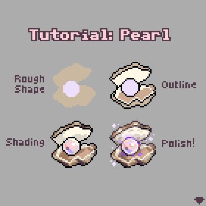 Tutorial showing the steps I used for drawing a shiny pearl in a clam