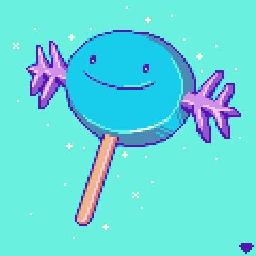 A popsicle in the shape of a pokemon, in pixel art