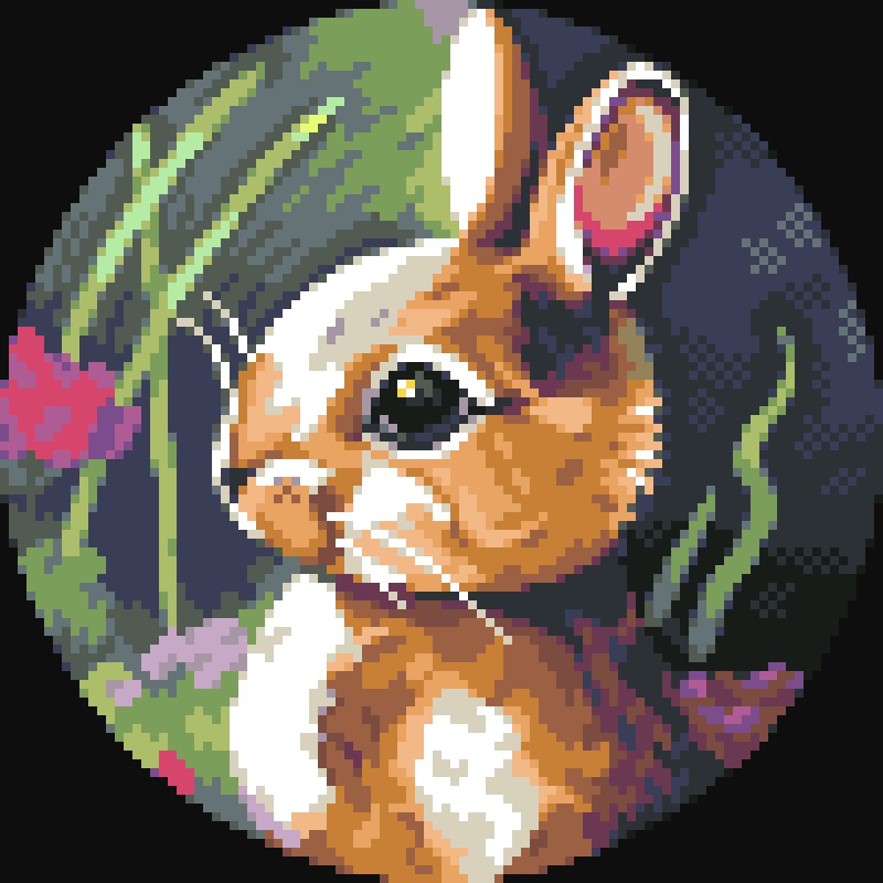 A bunny drawn in pixel art