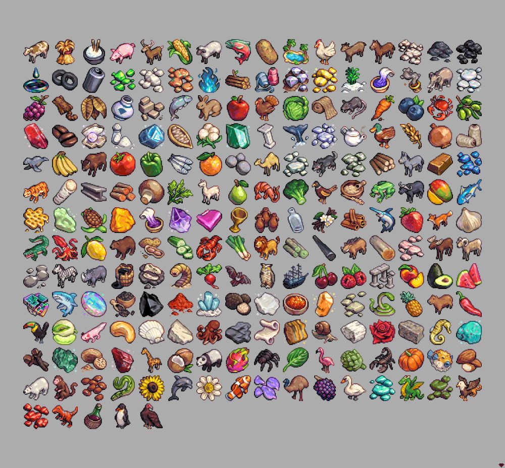 200+ 32x32 pixelart icons that I drew in 2024