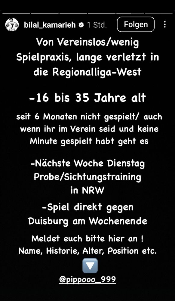Aufruf an vereinsloser Spieler sich beim FC Düren zu bewerben und die Saison zu Ende zu spielen.