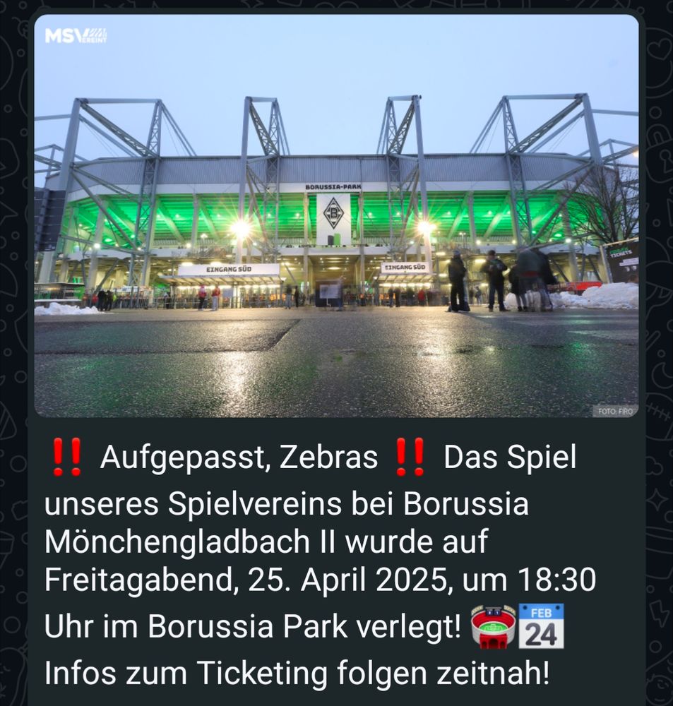 MSV Spiel wird in den Borussia Park verlegt.