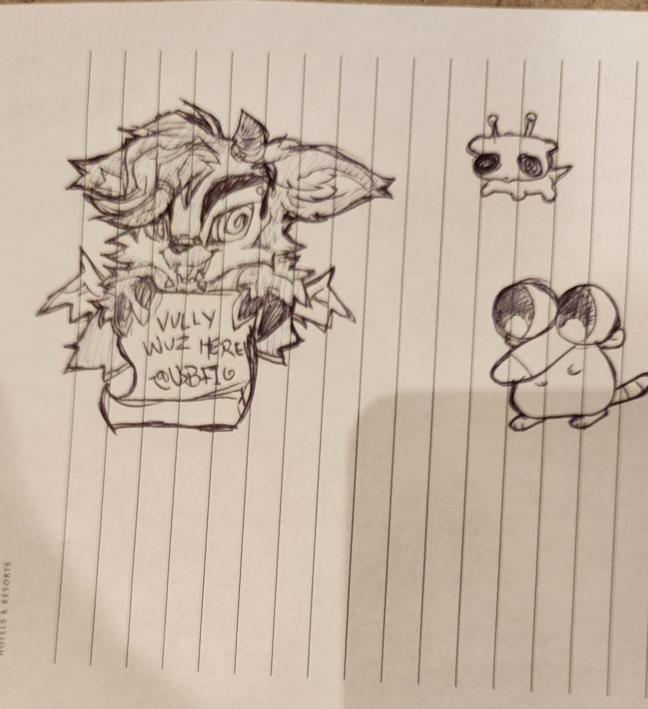 usbfig, has their character holding a page saying "Vully wuz here"