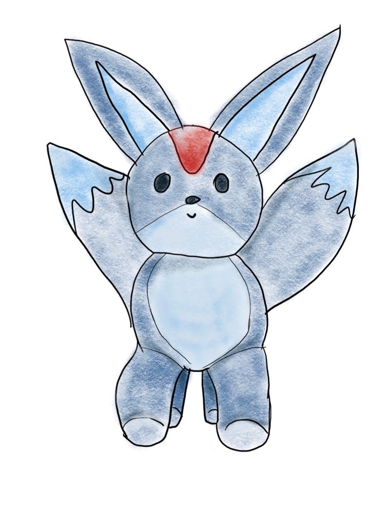 A drawing of carbuncle standing on all fours.