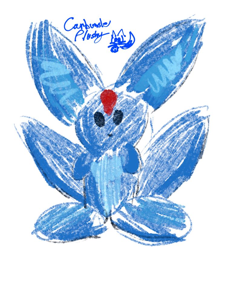 A blue colored carbuncle doodle