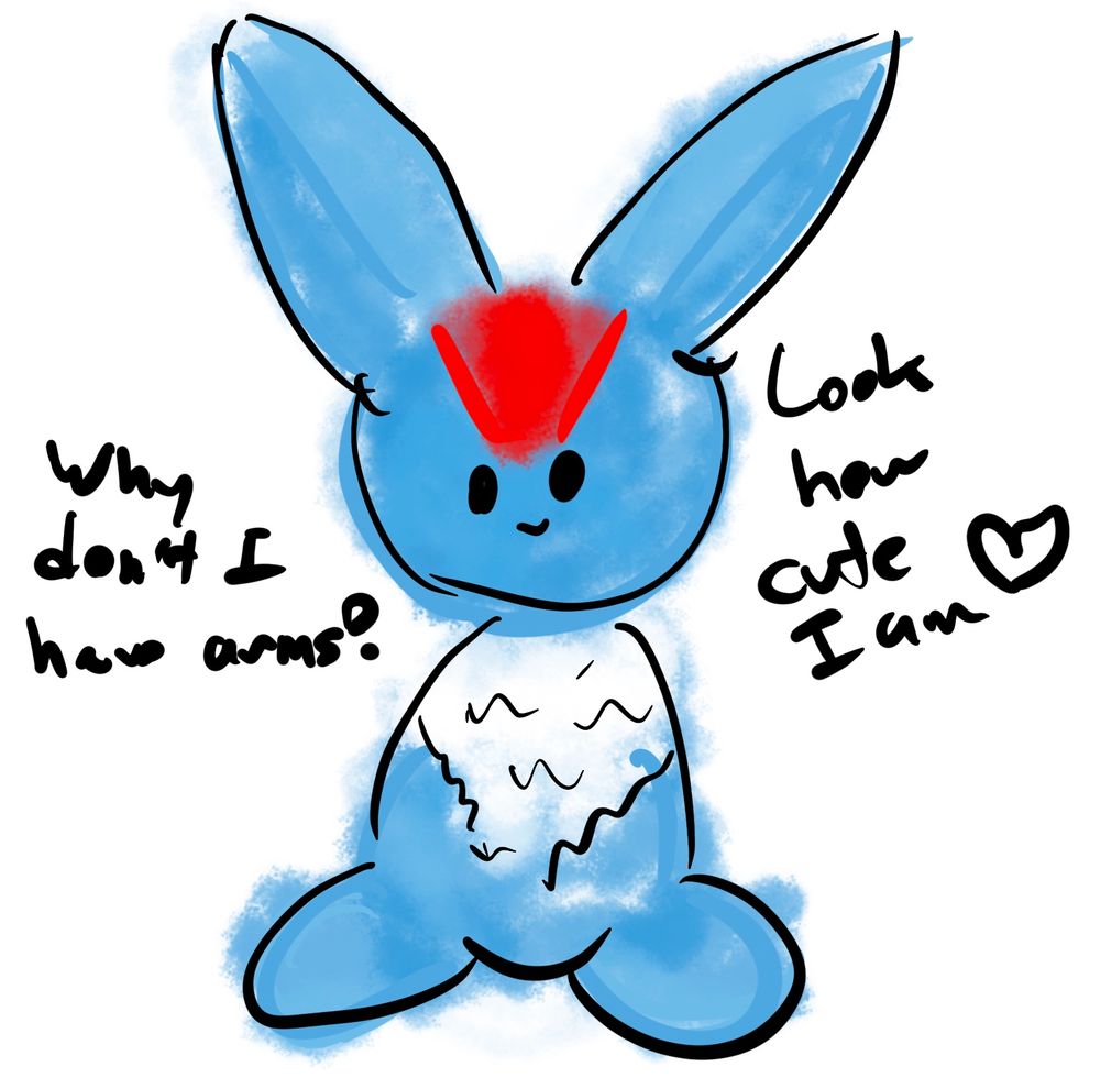 It’s carbuncle. It says, “Look how cute I am.” It also points out, “Why don’t I have any arms?”