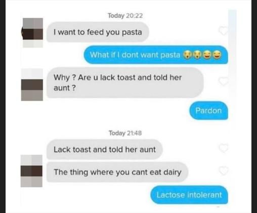 The image is a series of messages from a dating app. The first message, at 20:22, reads 