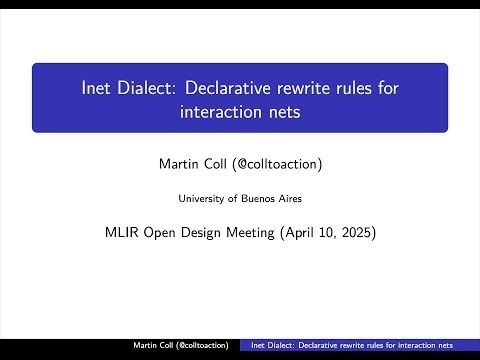 MLIR Open Design Meeting 2025-04-10: Inet – Interaction Networks Dialect