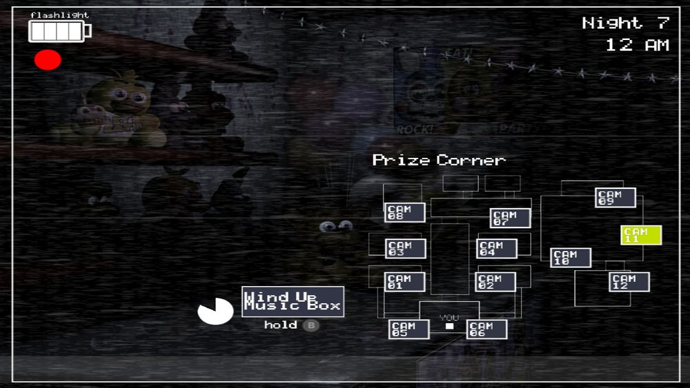 FNaF 2 monitor displaying "Prize Corner" camera