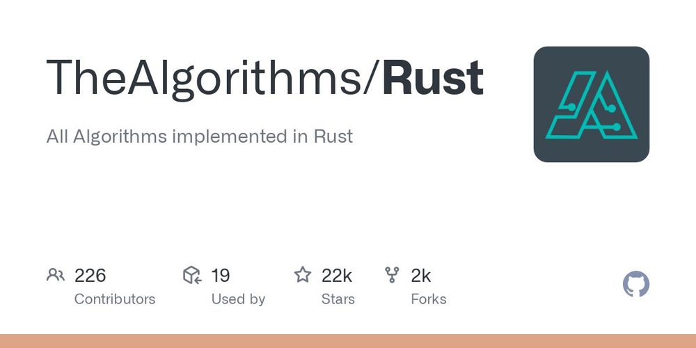 GitHub - TheAlgorithms/Rust: All Algorithms implemented in Rust