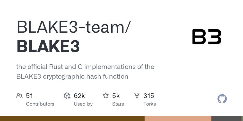 GitHub - BLAKE3-team/BLAKE3: the official Rust and C implementations of the BLAKE3 cryptographic hash function