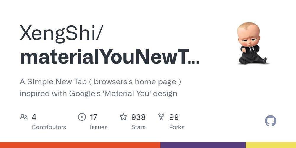 GitHub - XengShi/materialYouNewTab: A Simple New Tab ( browsers's home page ) inspired with Google's 'Material You' design