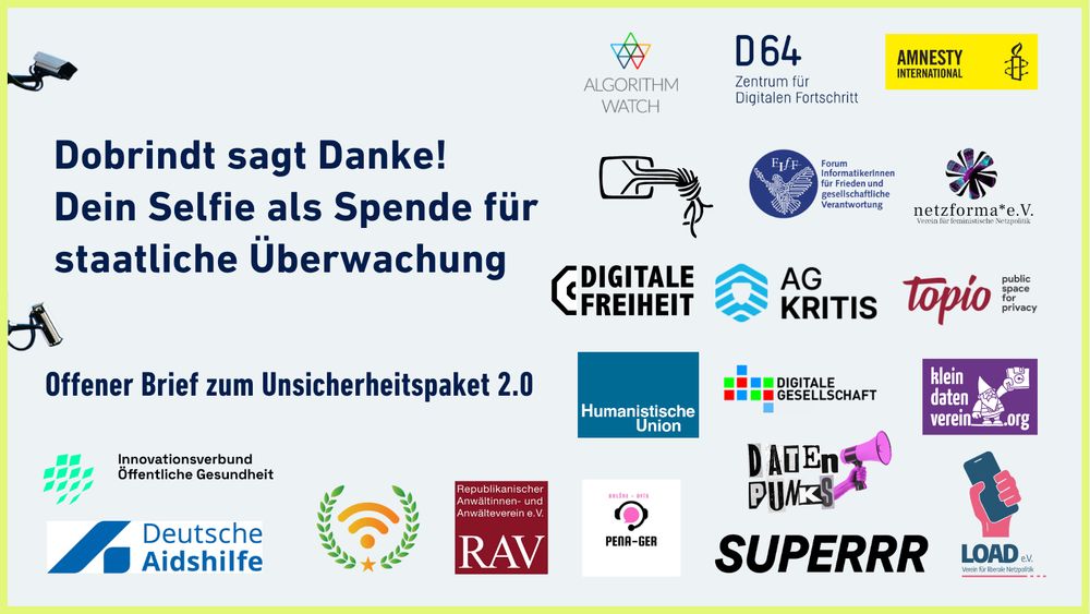 Zivilgesellschaftliche Organisationen kritisieren Unsicherheitspaket 2.0 mit Logos