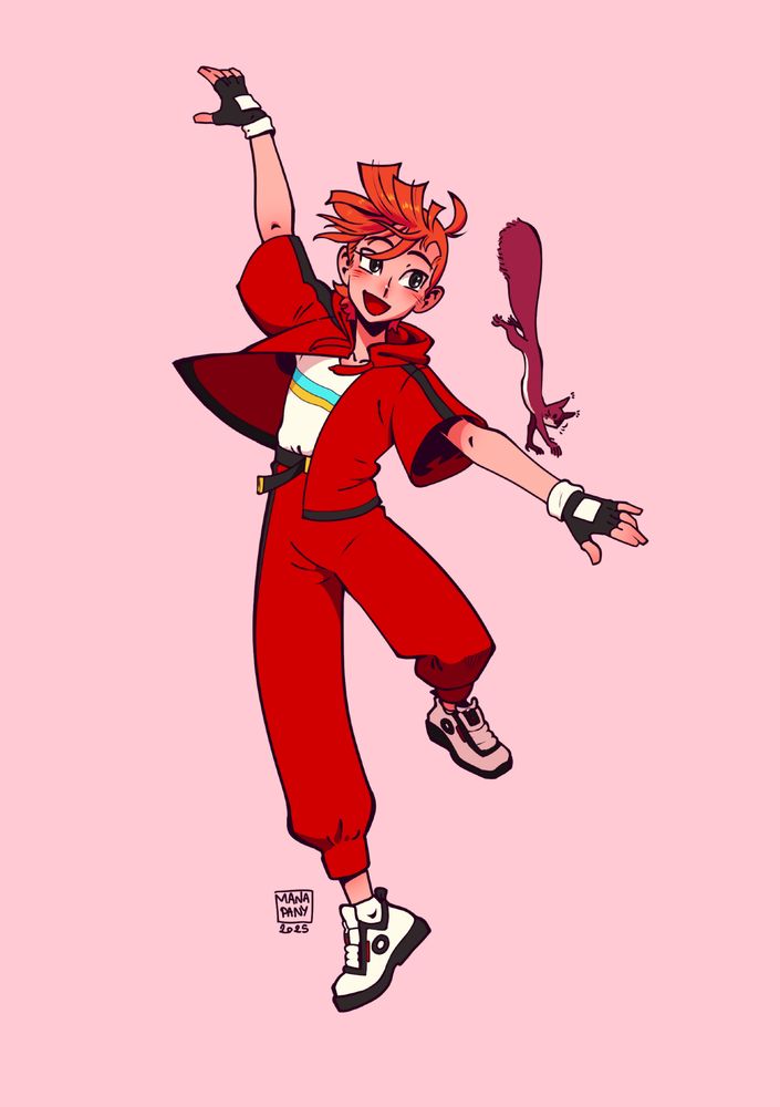 Spirou avec des vêtements type sportswear et Spip