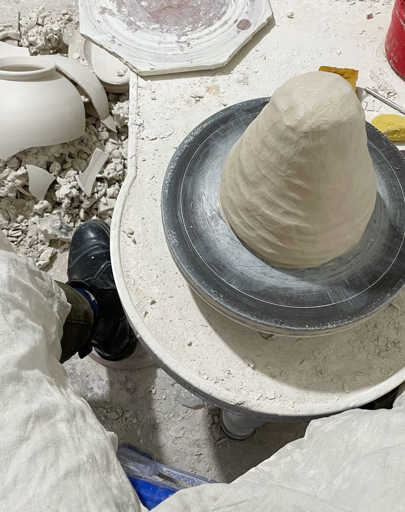 a big lump of clay ready to be pulled
