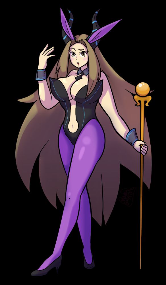 Art of my OC, MM, in a bunny suit. Art done by @yukigoomba.bsky.social.