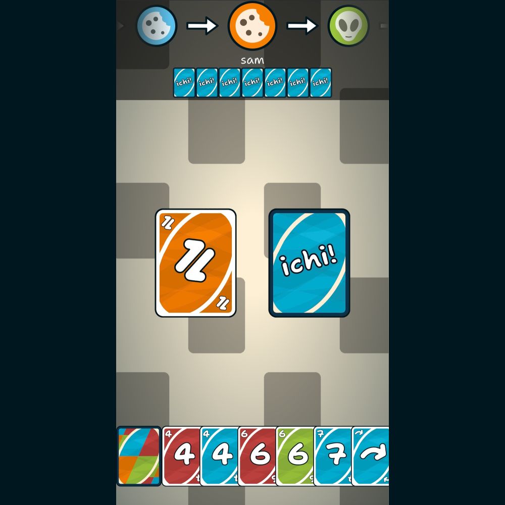 Mobile screenshot of the online card game ichigame.xyz