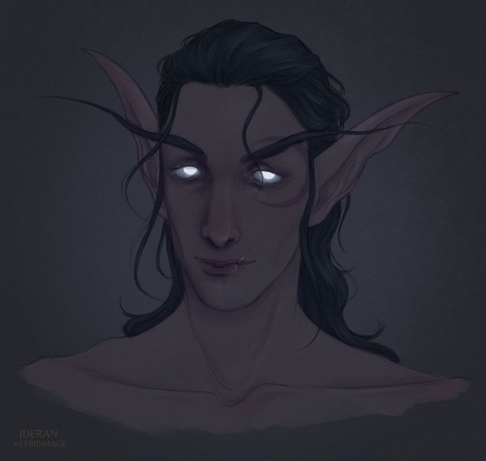 A portrait of a male night elf from the game World of Warcraft, drawn by the OP.
