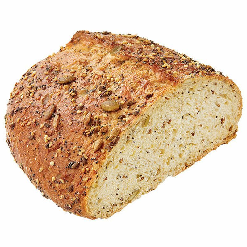 Photo of a half loaf of Wegmans organic sixseed bread.