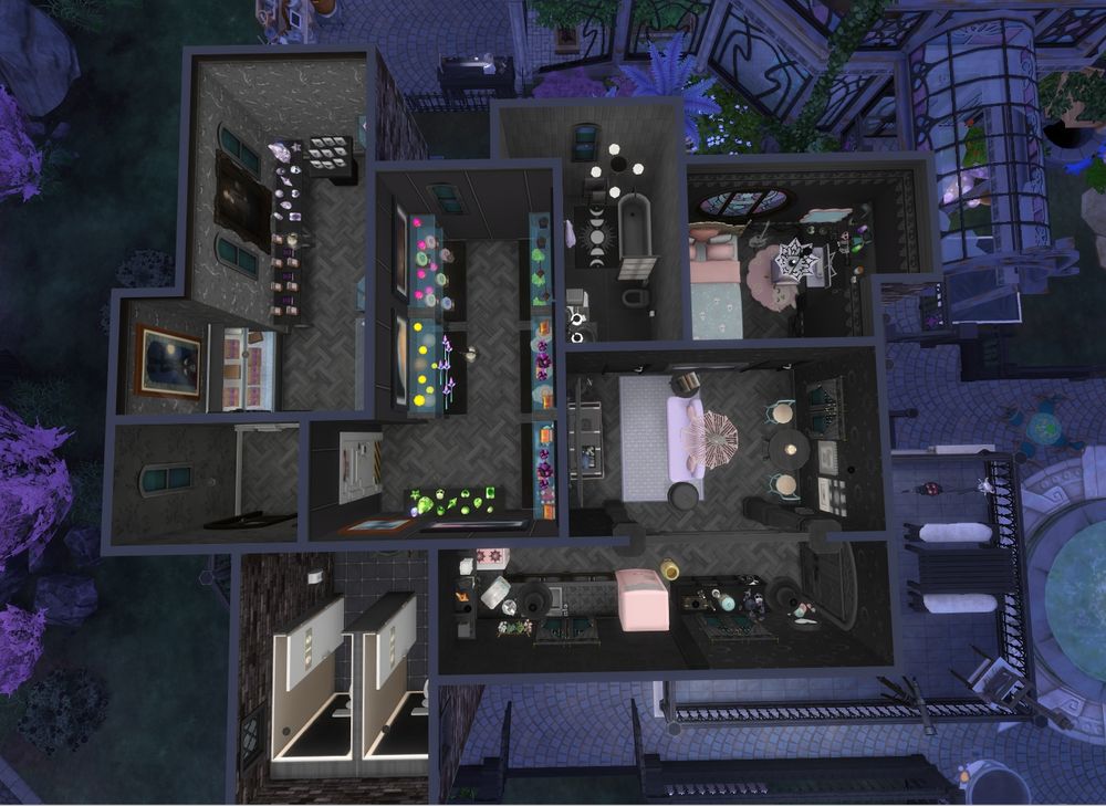 The second floor showing the shop rooms for vampires and aliens, plus the business owners apartment.