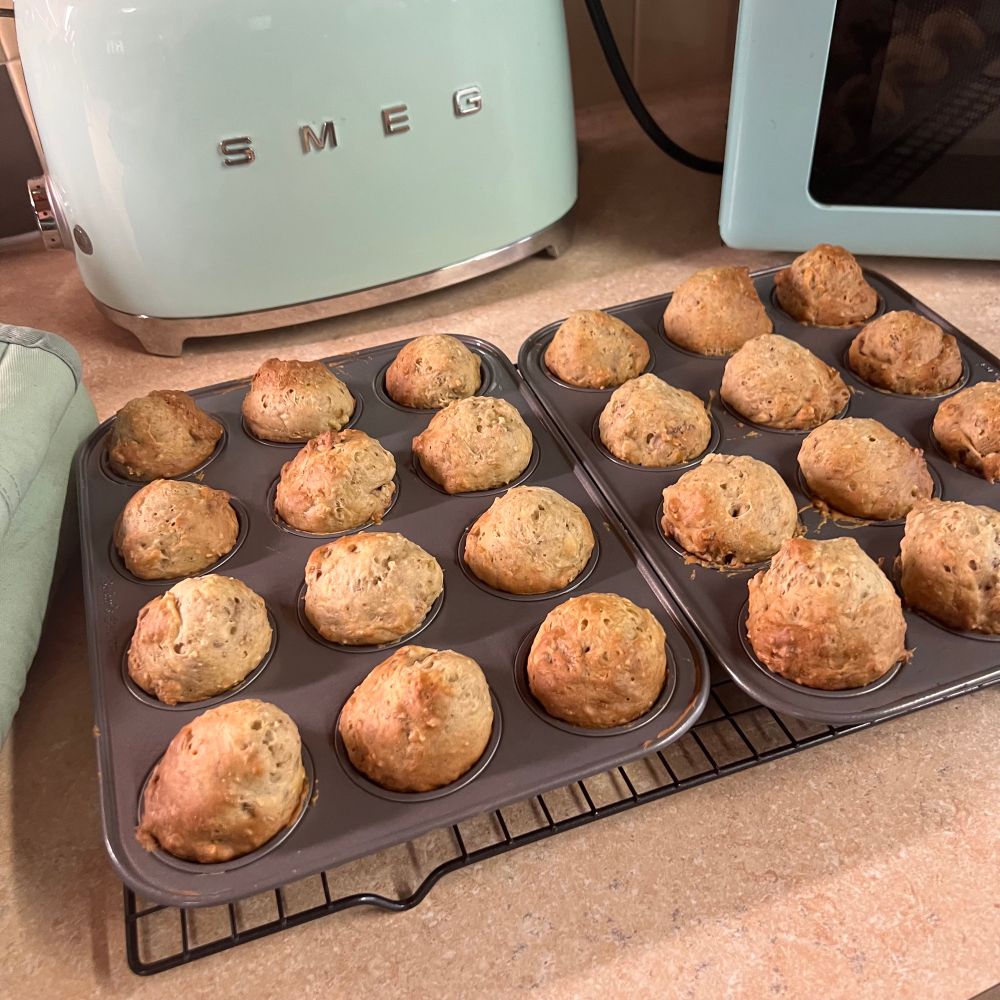 Mini banana walnut muffins 