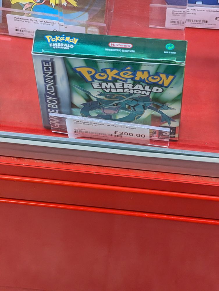 A boxed copy of Pokémon Emerald for £290
