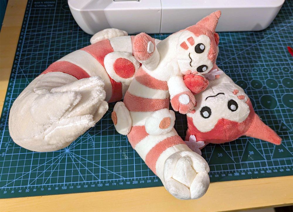 little Furret prototype plush with big homemade furret plush  #plush #plushArt
