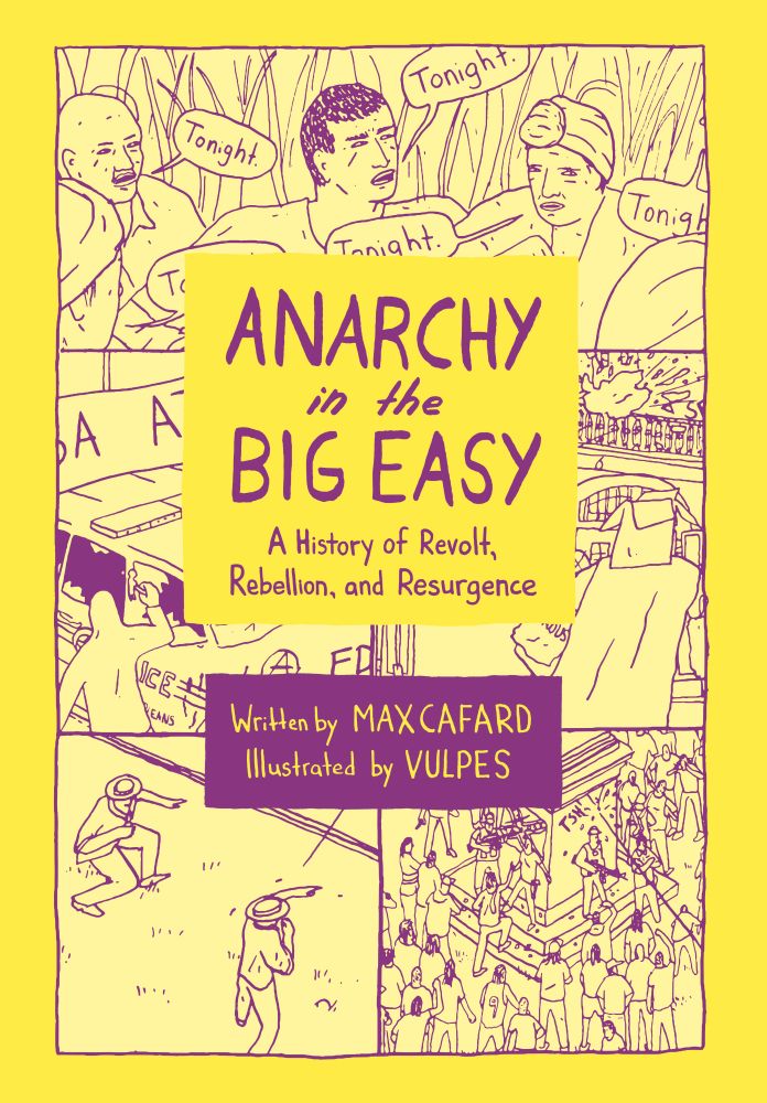 A yellow and purple book cover showing comics panels with scenes of slave rebellions, anti-cop riots, and efforts to tear down confederate monuments.
