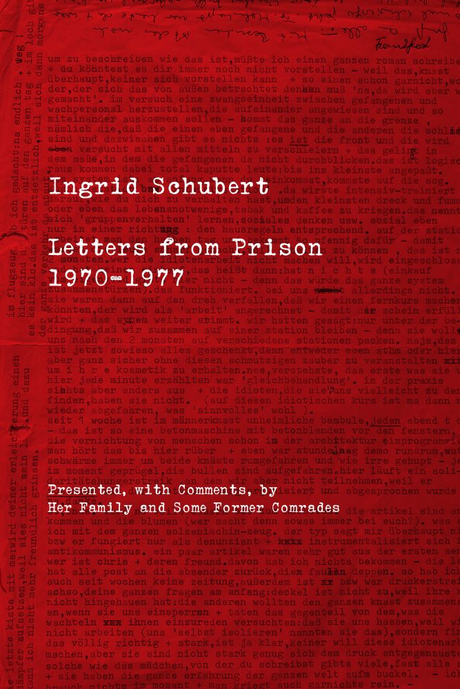 Red book cover, background a typewritten letter with marginalia.