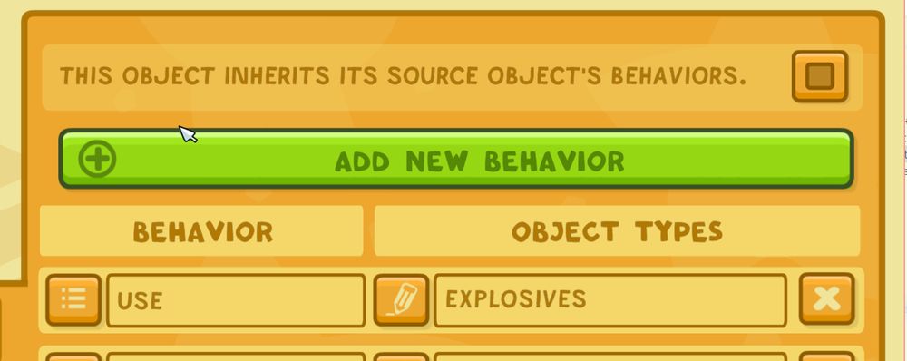 Screenshot of the Scribblenauts Unlimited object editor. The behavior "Use" is assigned to the object group "Explosives".