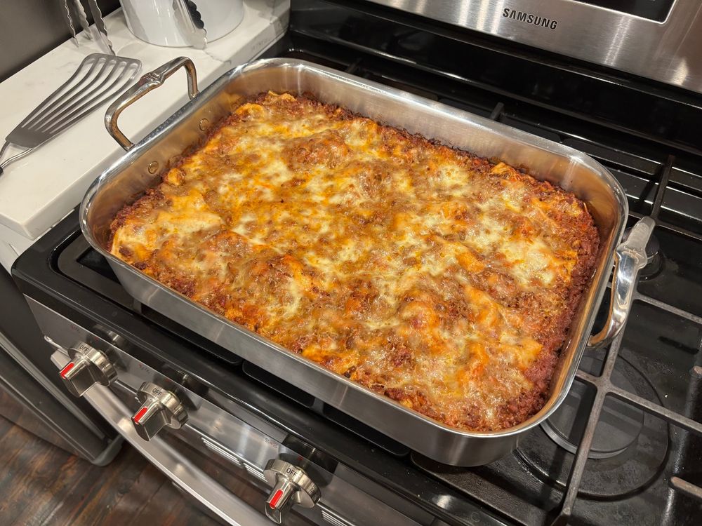 A pan of home made lasagna