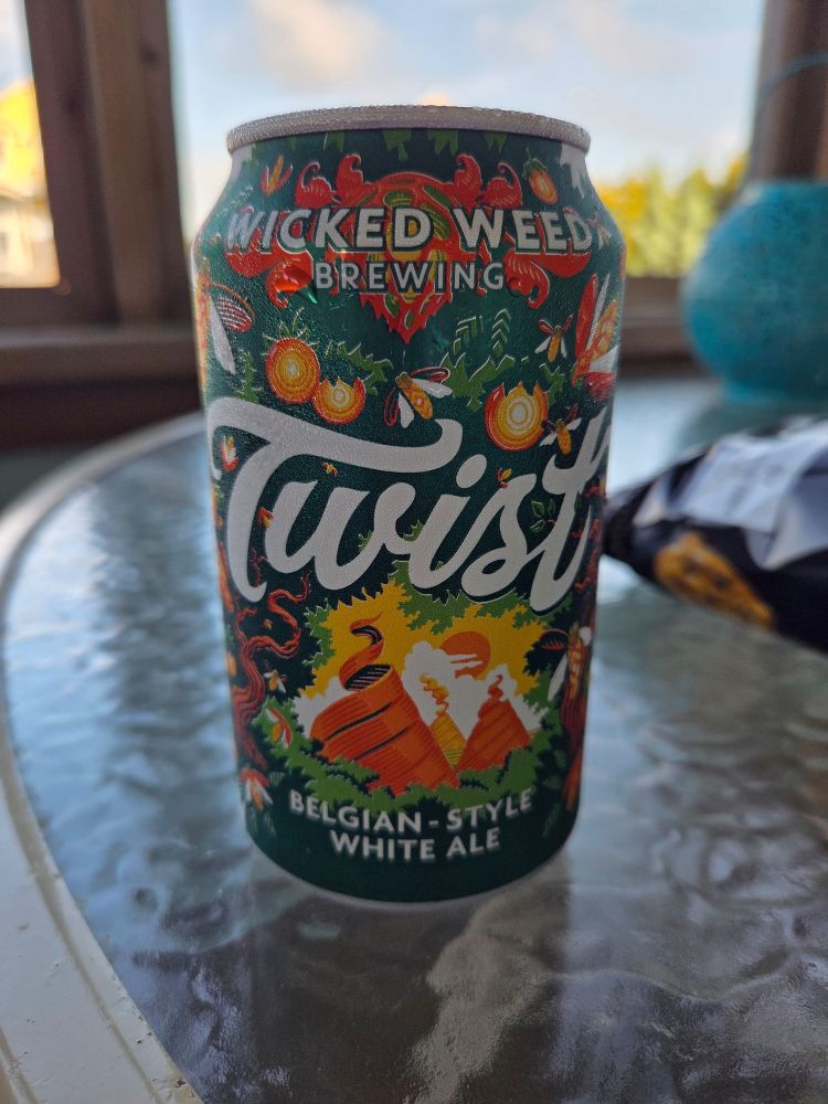A can of Wicked Weed Twist, a Belgian-style wheat 