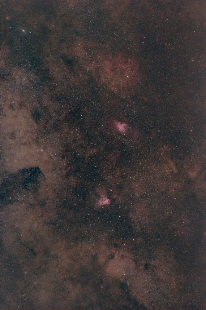 A shot of the milkyway, featuring the Swan and Eagle Nebula
