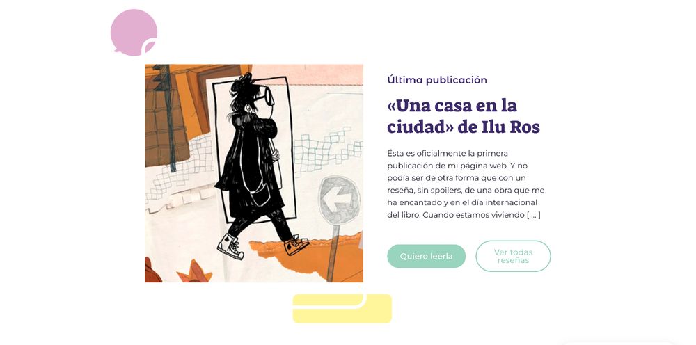 Captura de pantalla de la página principal (home) de la web. Donde puede verse una imagen destacada de la portada del cómic mencionado, y el botón que dirige al texto completo. 