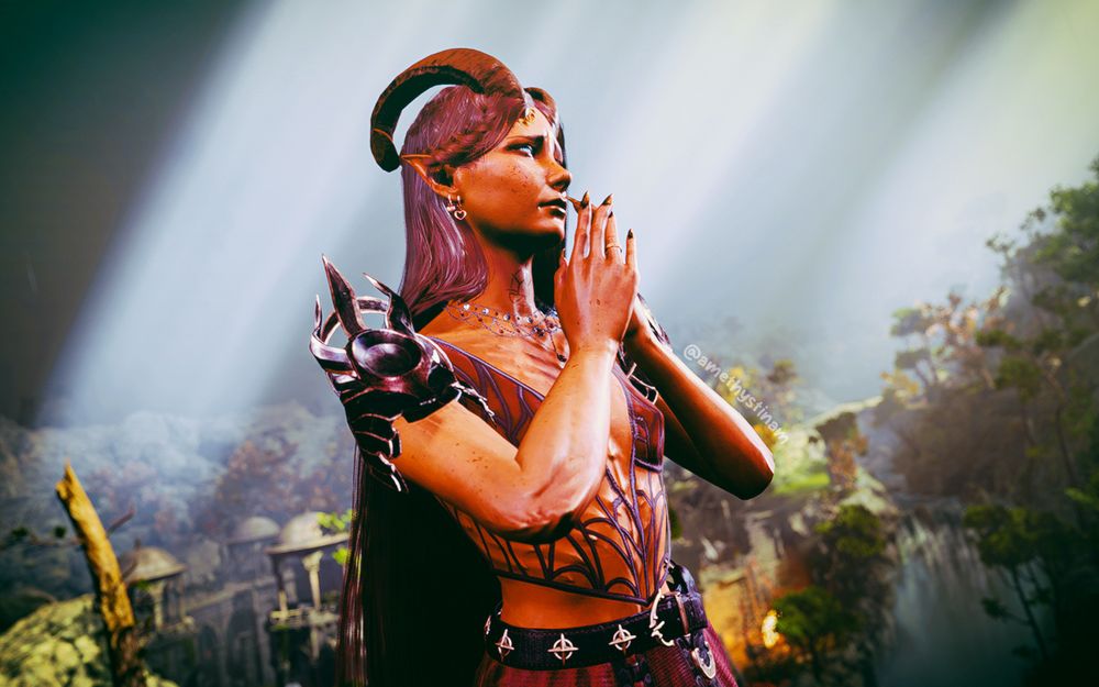 Gnowee, praying sadly under a grey sky