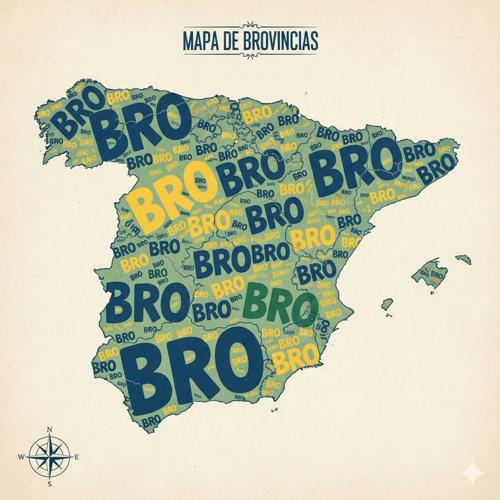 Mapa con la palabra Bro en diferentes tamaños