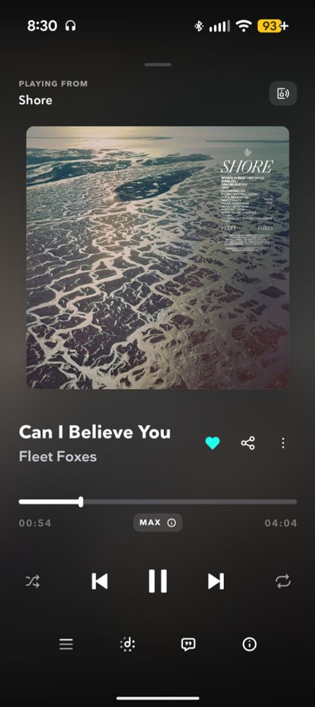 currently listening to shore by fleet foxes